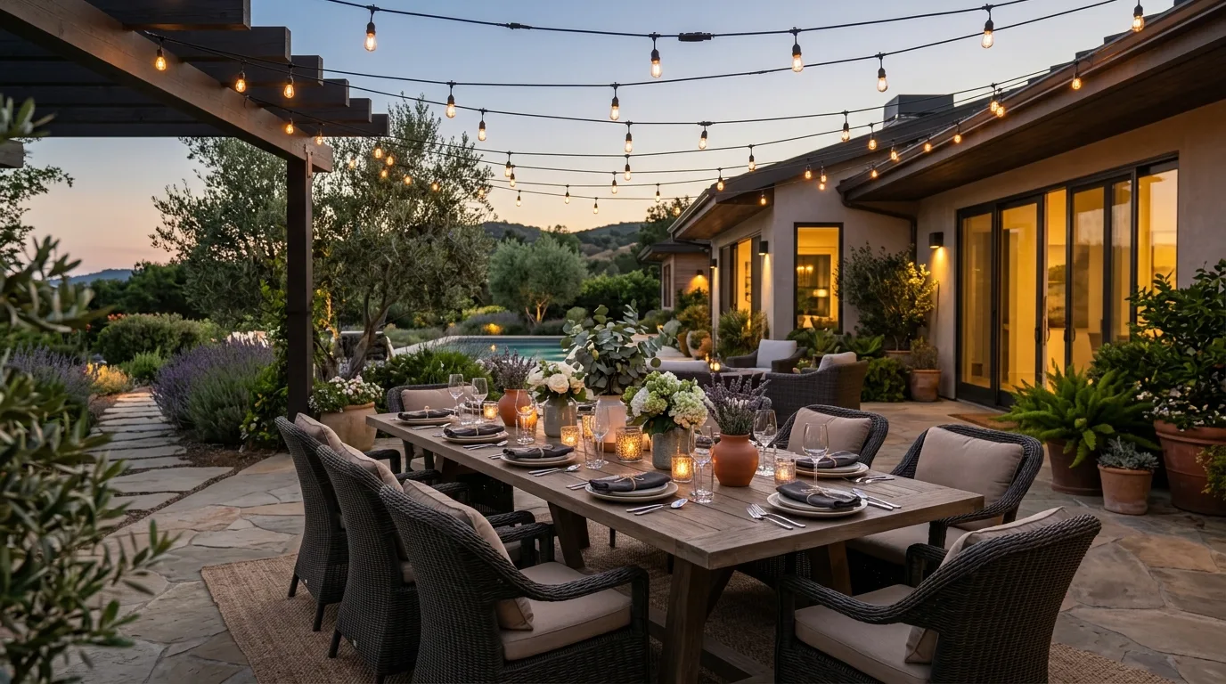 Use color carefully for a stronger outdoor mood inspiration for an outdoor patio.